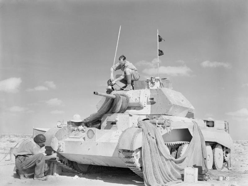 A13 Cruiser Mk IVA being checked shortly after arrival in Egypt, 1 November 1940.
