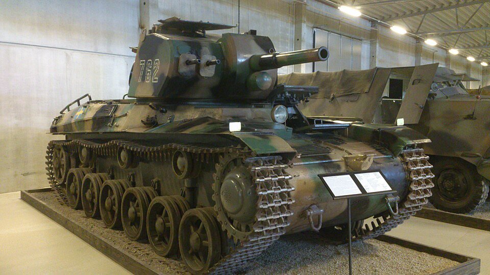 Strv m/42 displayed at Försvarsfordonsmuseet Arsenalen, Strängnäs, Sweden, 4 August 2012. This museum example is Shows comparing preserved external fittings and turret proportions. Source/.