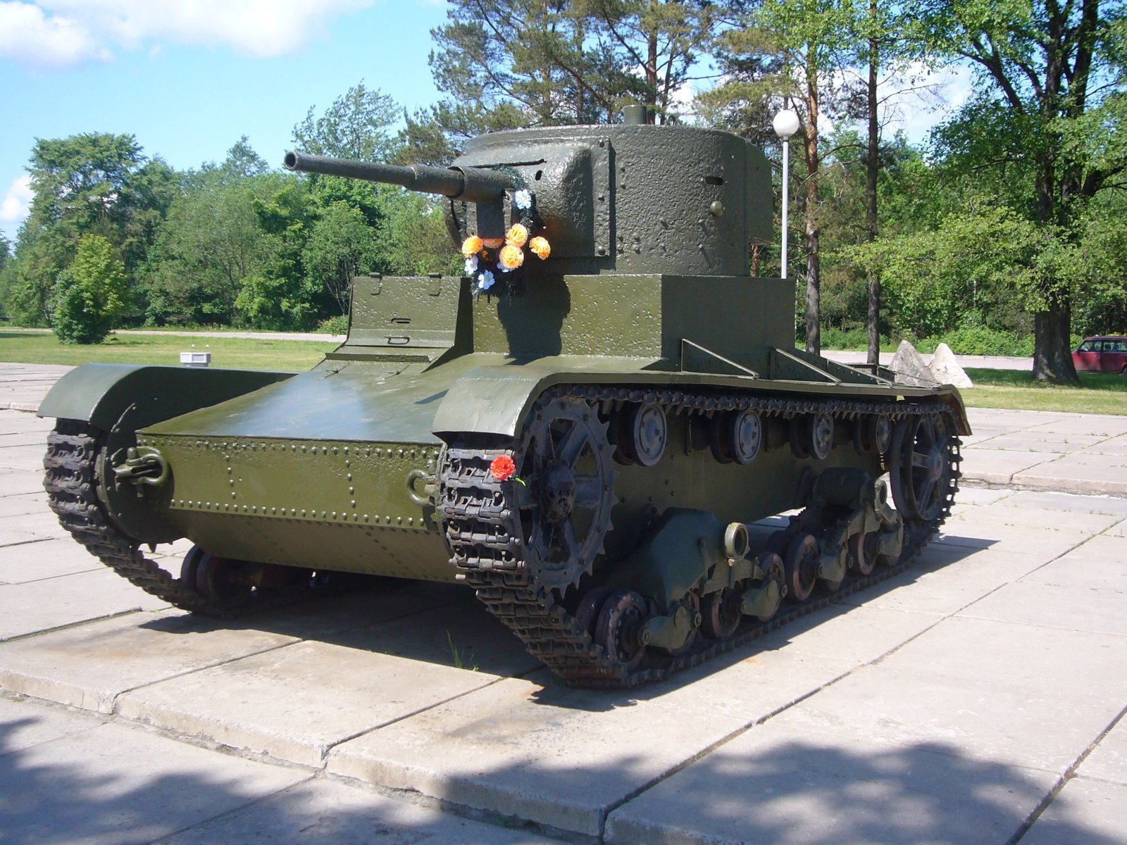 Restored T-26 Model 1933 displayed near Kirovsk, photographed on 13 June 2008; no complete component-provenance claim is made.