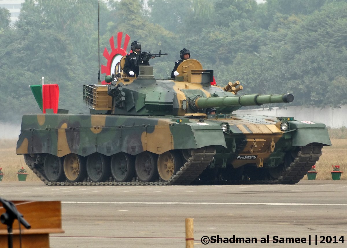 Bangladesh Army MBT-2000 during a public parade/display. Vehicle / variant identification: Bangladesh Army MBT-2000. 15 December 2014. Bangladesh, likely Dhaka/Tejgaon parade setting.