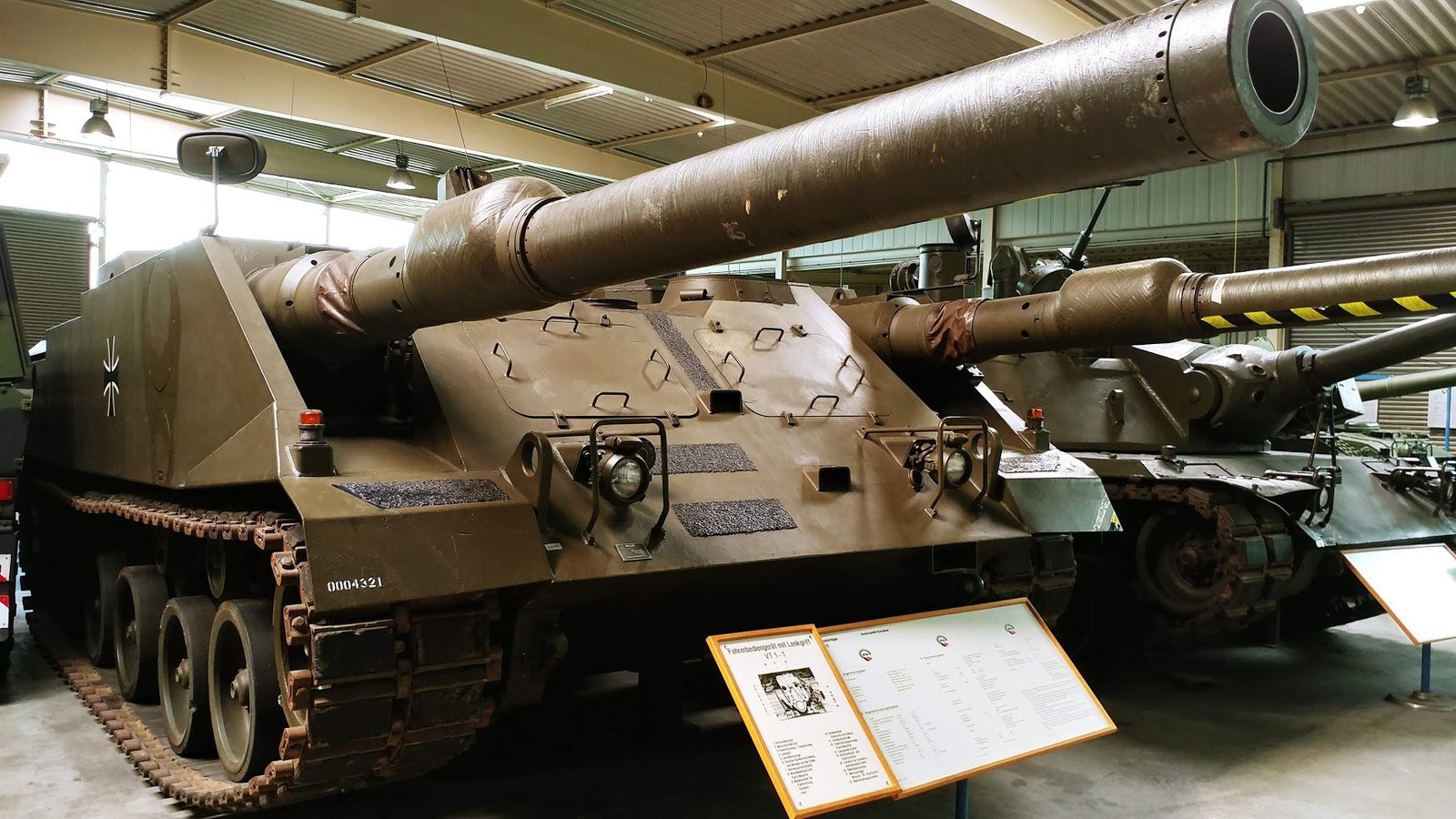 VT1-2 front-left view at WTS Koblenz. 27 August 2018. WTS Koblenz. Source/. Shows frontal geometry and gun placement; museum restoration/display condition may differ from trials.