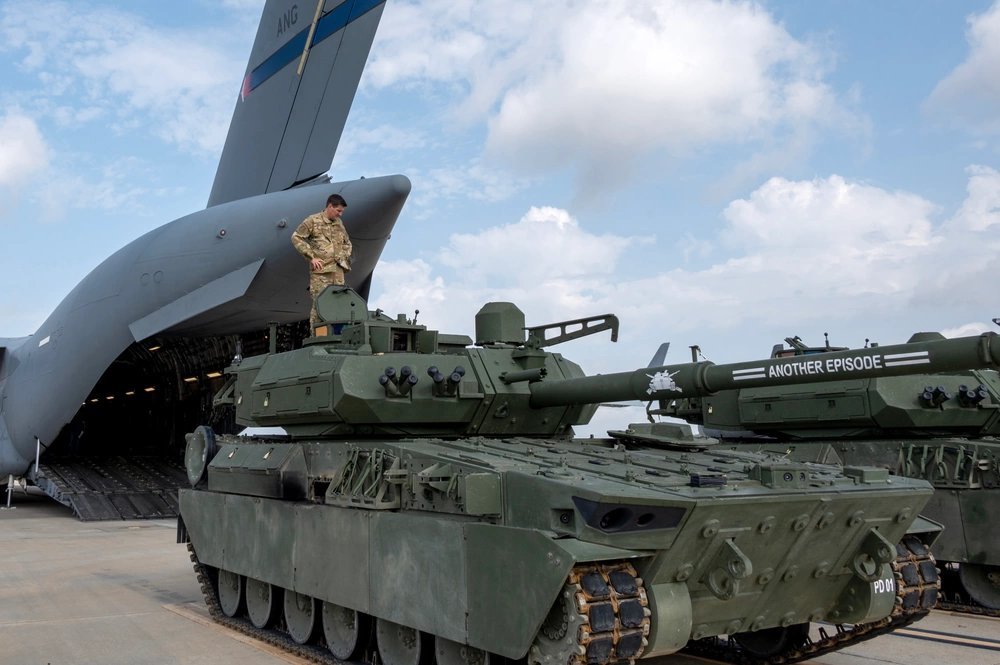 North Carolina Air National Guard personnel assess an Army M10 Booker before loading onto a C-17 Globemaster III at Charlotte-International Airport, North Carolina, 3 August 2024.