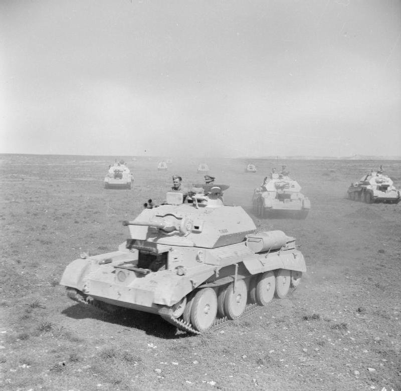 Cruiser Mk IV tanks on exercise in Cyprus in 1942; the cited account credits Tanner as Lieutenant.