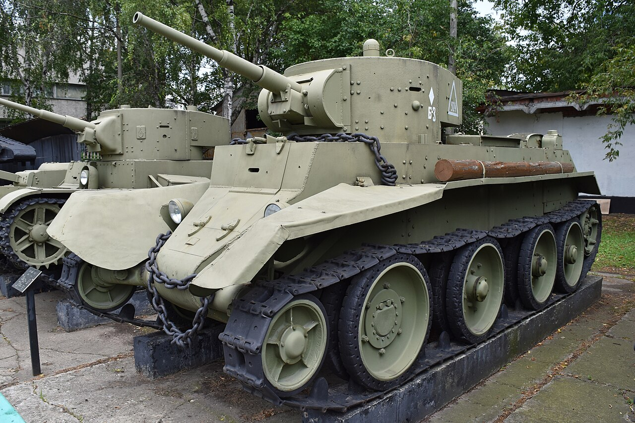 BT-7 Model 1935 display vehicle at the Central Armed Forces Museum, Moscow, photographed on 26 August 2017.