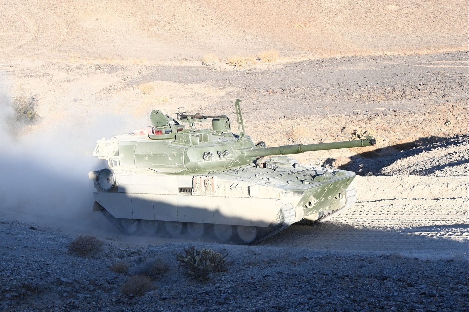 M10 Booker front-quarter view during Yuma Proving Ground testing, published 12 February 2025.