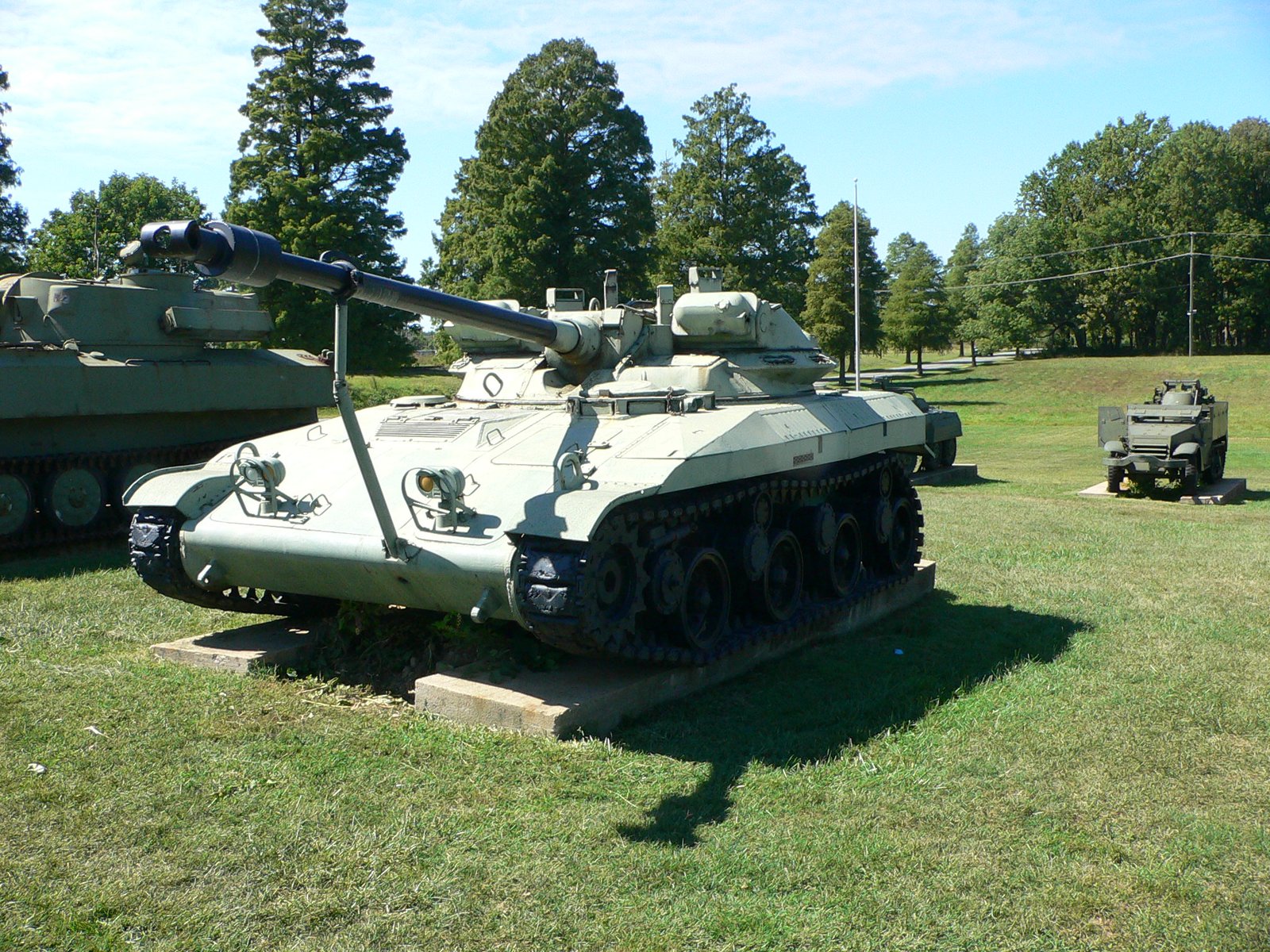 T92 light tank, front-left / three-quarter view, U.S. Army Ordnance Museum, Aberdeen Proving Ground, Maryland, photographed 19 September 2007 by Mark Pellegrini. museum-survivor photo showing the low hull, cleft turret, cupolas, and external display condition. [Commons-T92-2] Table 12. Non-embedded photo leads and rights notes. Image Credit Summary.