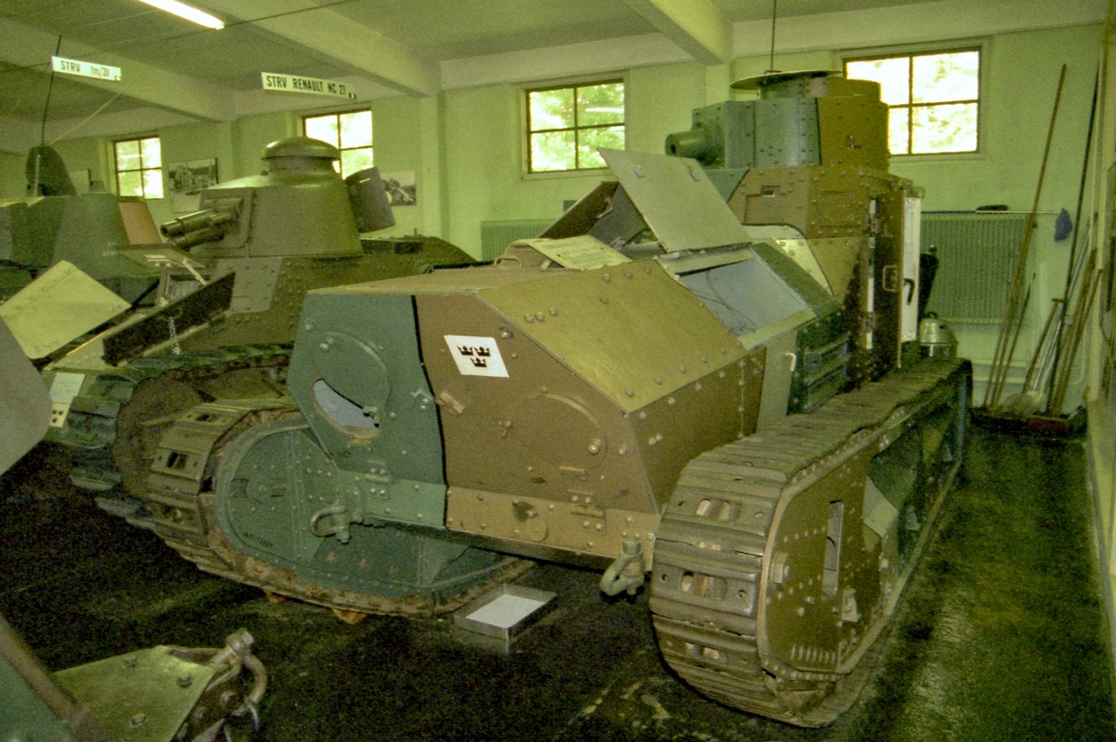 Preserved Strv m/21-29 at Pansarmuseet Axvall, photographed 17 August 2003. This appears to be the same museum specimen shown in other Axvall views and is not evidence of an additional vehicle.