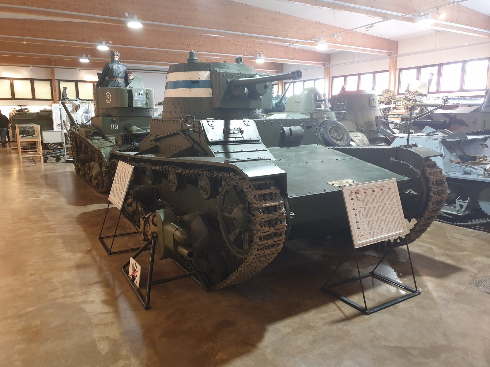 Finnish Vickers6-Ton with45mm/T-26E-style armament displayed at Parola,7July2020 according to the profile.