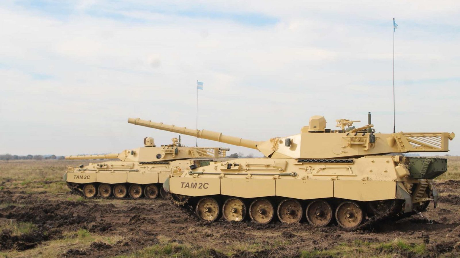 TAM 2C-A2 on the move during official Argentine Army delivery/trial imagery.