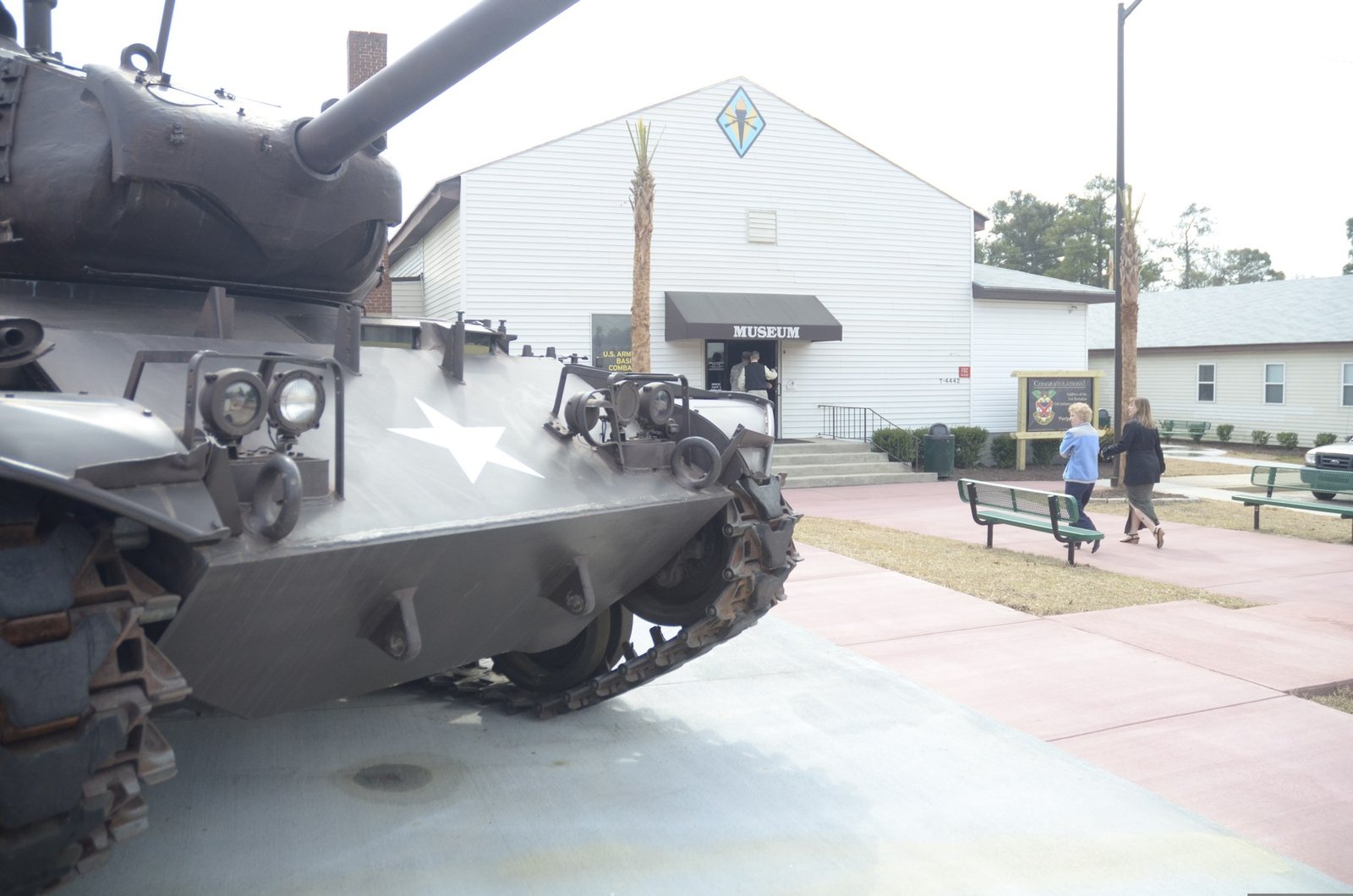 M26 Pershing displayed outside the U.S. Army Basic Combat Training Museum at Fort Jackson, South Carolina, 3 April 2013. Fort Jackson, South Carolina, United States. survivor/display photo; not evidence of exact wartime fittings.