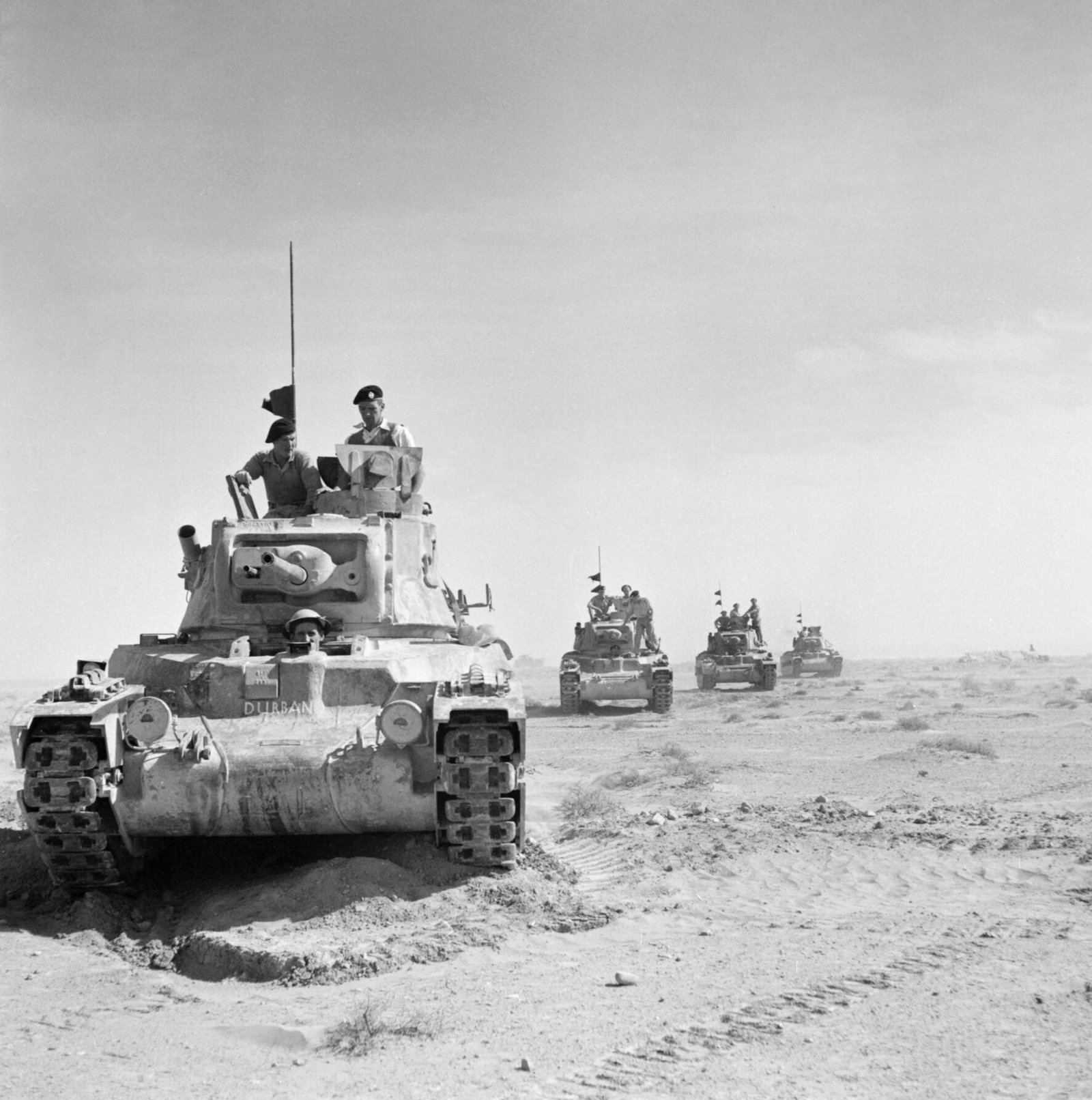 Matilda tanks on the move outside the perimeter of Tobruk, Libya, 18 November 1941. near Tobruk, Libya.