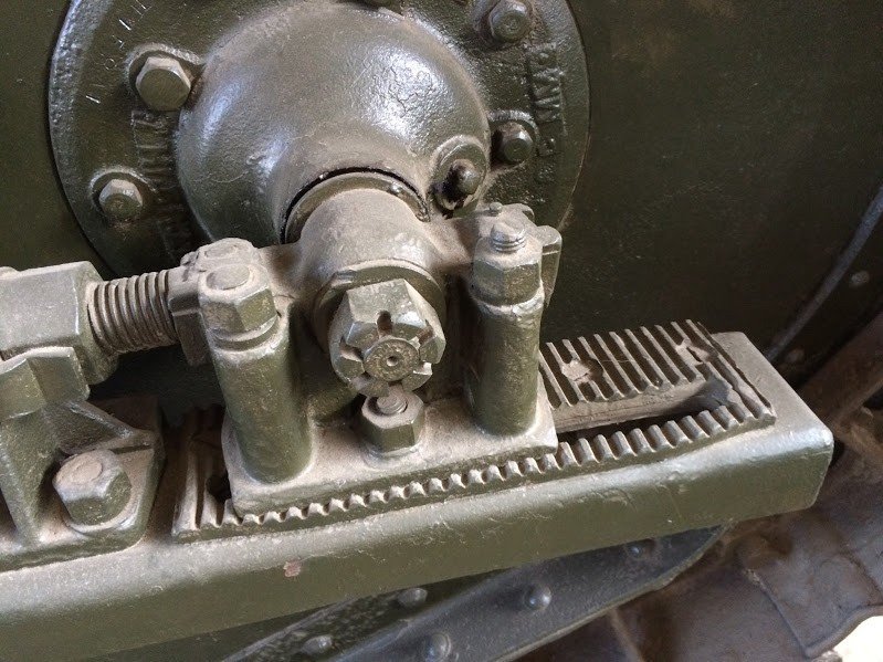 M1917 track-tension adjustment mechanism, photographed in a museum collection in 2016.