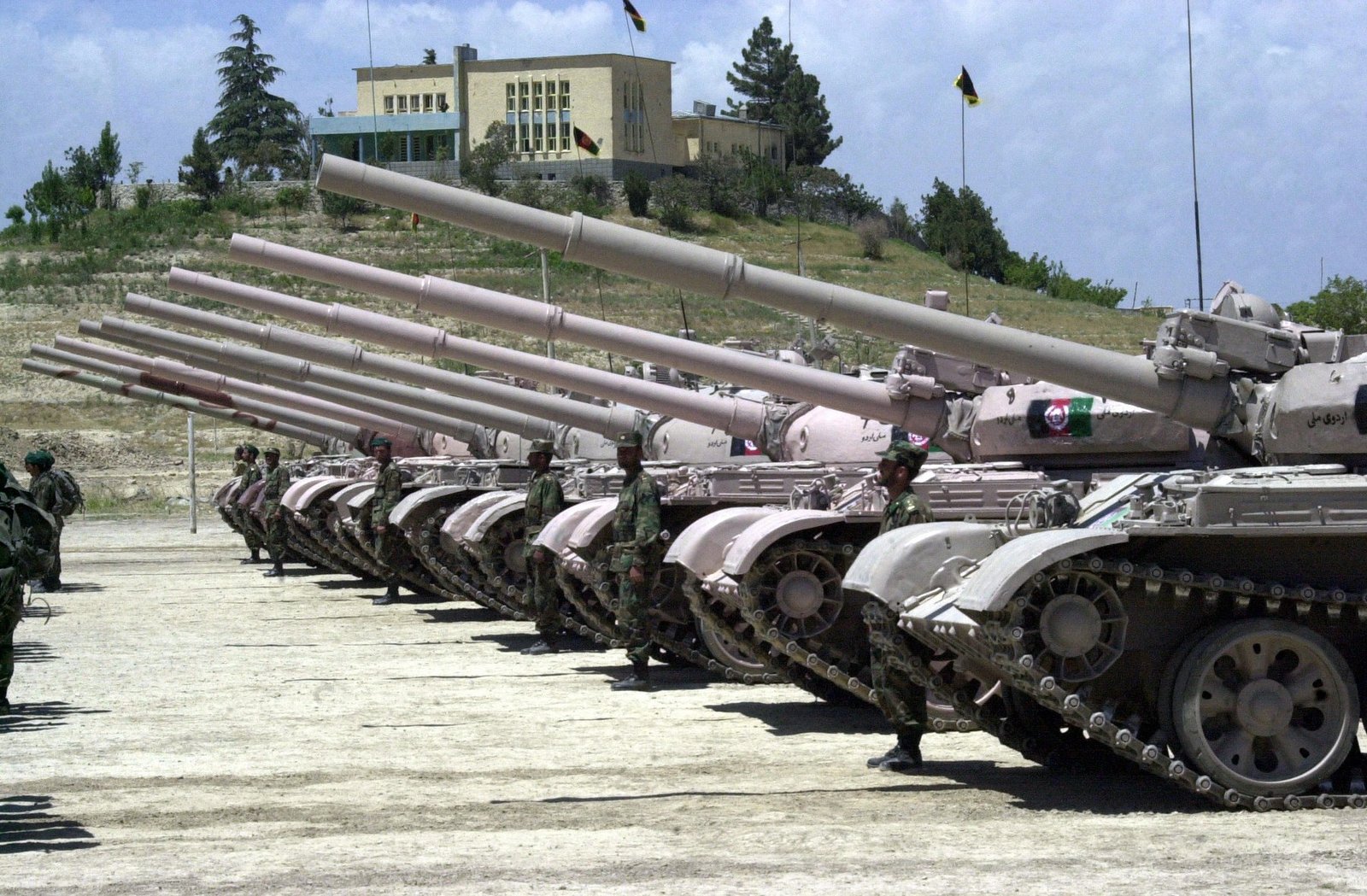 Afghan National Army tank formation including T-62 and T-62M vehicles, Kabul Military Training Center, Afghanistan, 15 May 2003. demonstrates post-Soviet survival of T-62-family vehicles in Afghan service/training contexts [IMG2].